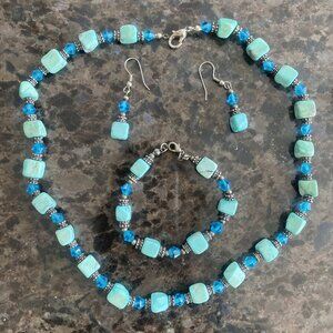 Tropical Vibes with this Turquoise Jewelry Set - Necklace, Bracelet and Earrings
